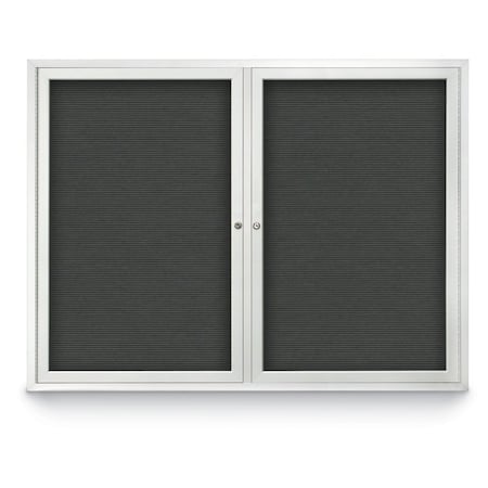 United Visual Products 48"x36" 2-Door Enclosed Outdoor Letterboard, Grey Felt/Satin UV1161D-SATIN-GREY